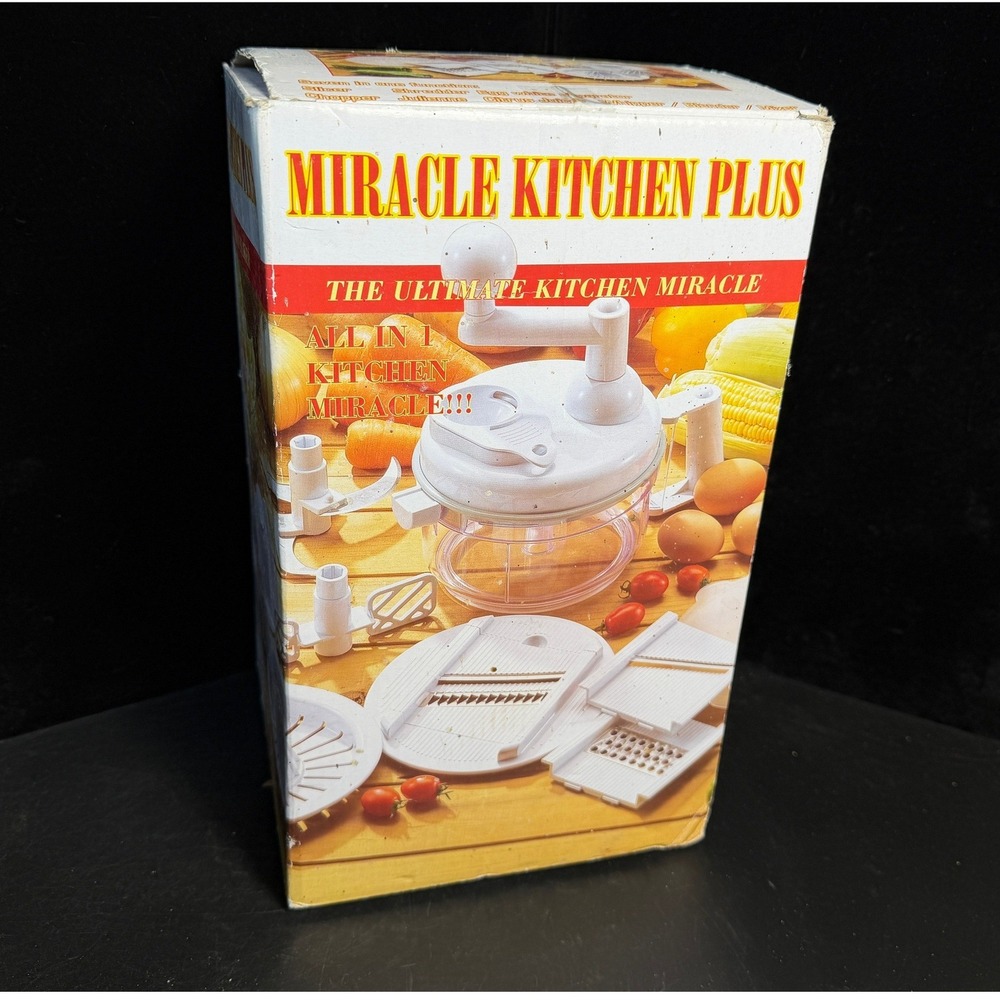 Miracle Kitchen Plus 7-in-1 Manual Food Processor, Chopper, Slicer, Juicer, NIB